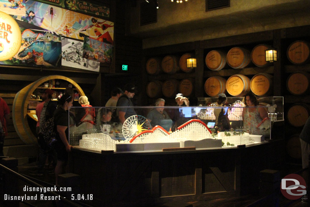 In the center of the cellar is a model of Pixar Pier.