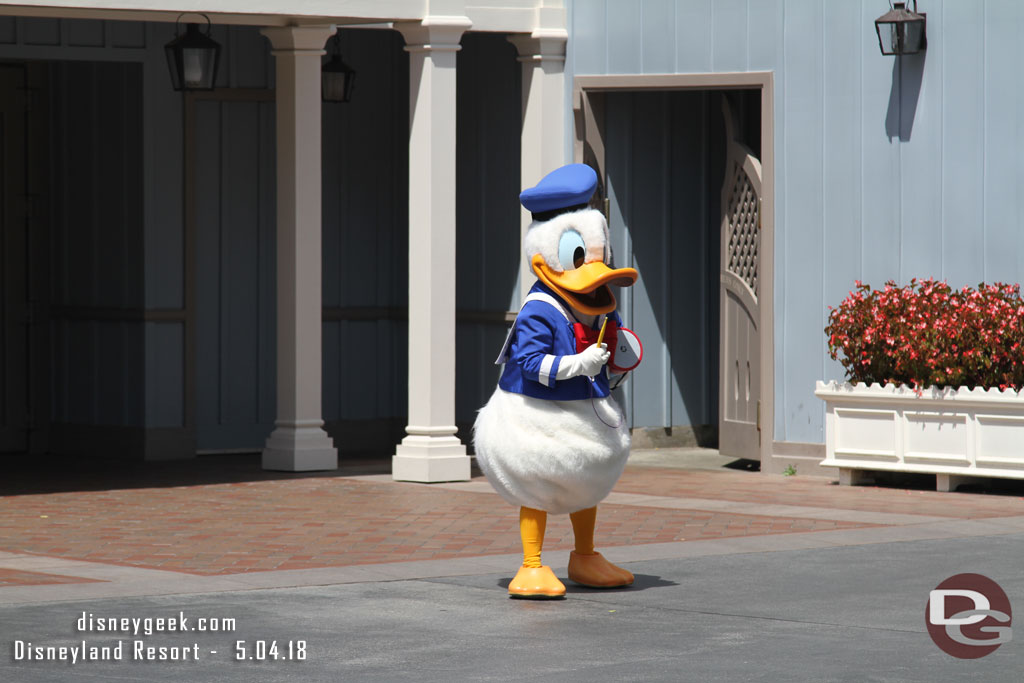 Donald came out to take part in a drum competition.