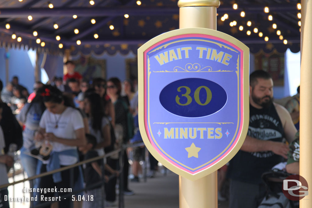 The wait time sign was working this week.