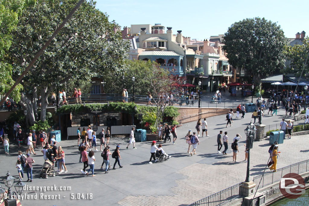 A quiet New Orleans Square with Pirates still closed.