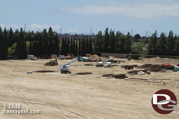 On the far side work has begun with rebar being staged now and digging has started for foundation work.