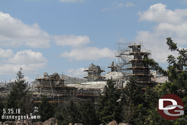 A look at the Star Wars: Galaxy's Edge rock work from the Mark Twain top deck.