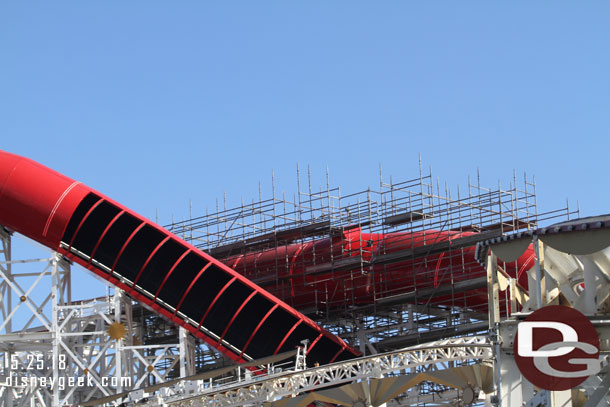 Most of the scaffolding is now removed from the coaster. This section still has some.