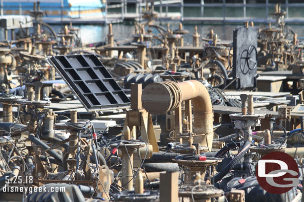 Work continues on the World of Color platforms.  Only the center one was up today.  They did raise and lower the one closest to the swings at one point.