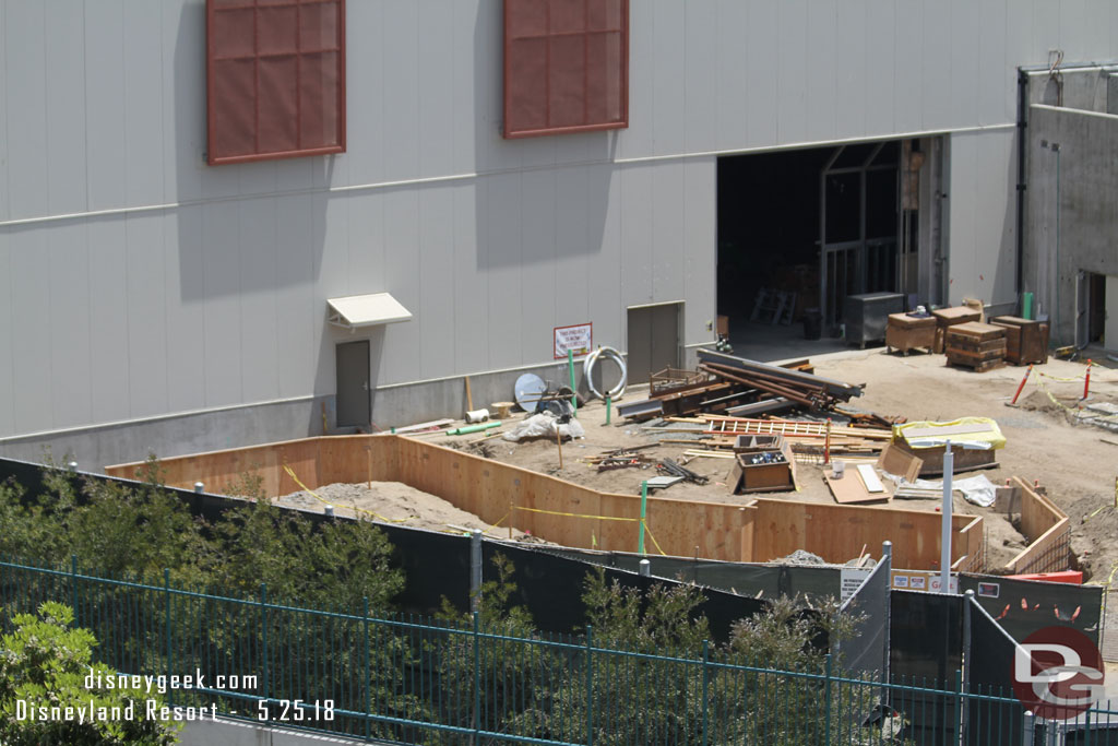 Looks like forms going in for something behind the Battle Escape building.  Hard to tell if it will be a structure or a pad or something else from this angle.