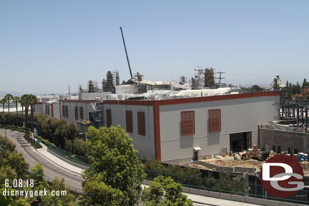 Only one crane visible above the buildings today.