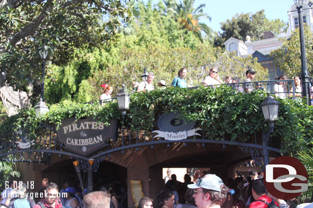 Pirates was posted at 30 minutes (and the app concurred).  Cast Members were saying 45 as you entered the queue.  It was 4:40pm.