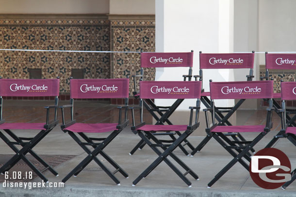 Chairs set up for Carthay Circle dining packages for Paint the Night.  