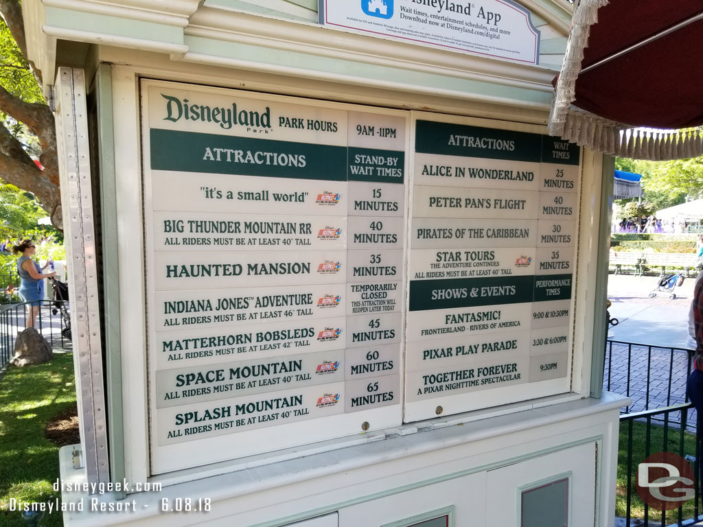 Disneyland wait times at 4:30pm