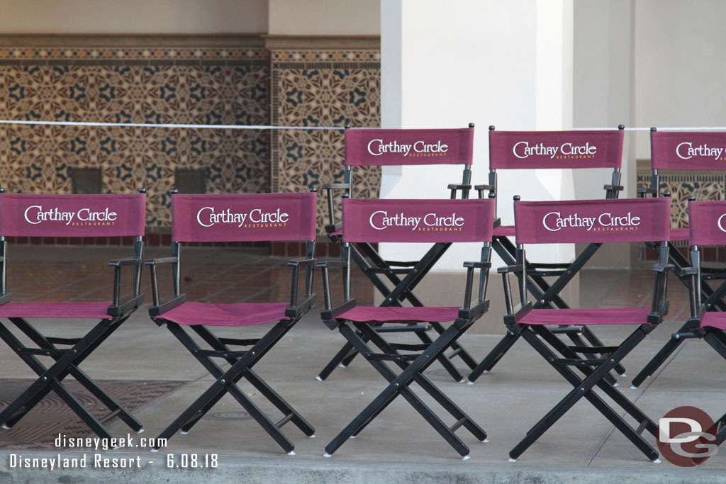 Chairs set up for Carthay Circle dining packages for Paint the Night.  