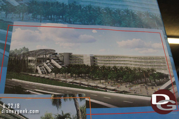 A refresher of what the parking structure will look like. Here is the concept art hung at the tram stop.