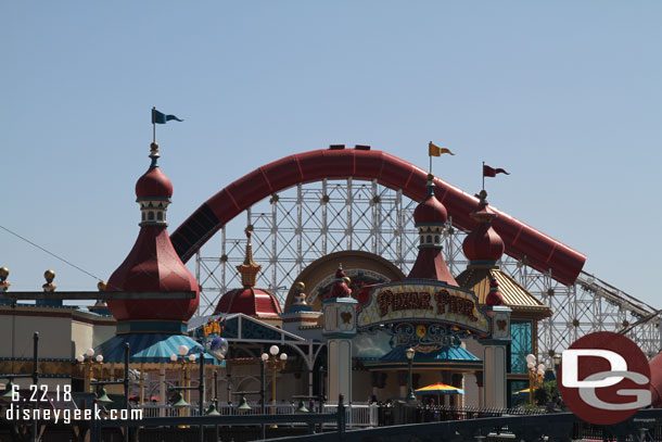 A look at Pixar Pier from Paradise Park as I walked around.