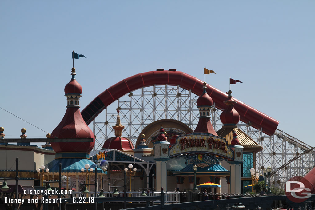 A look at Pixar Pier from Paradise Park as I walked around.