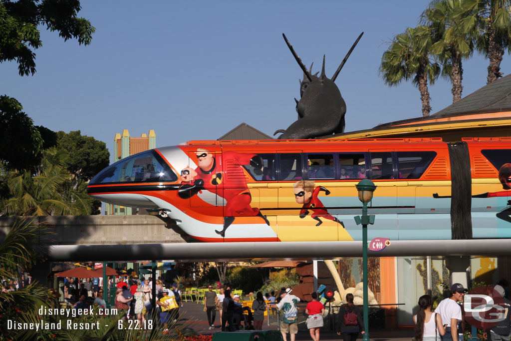 Monorail Orange passing by.