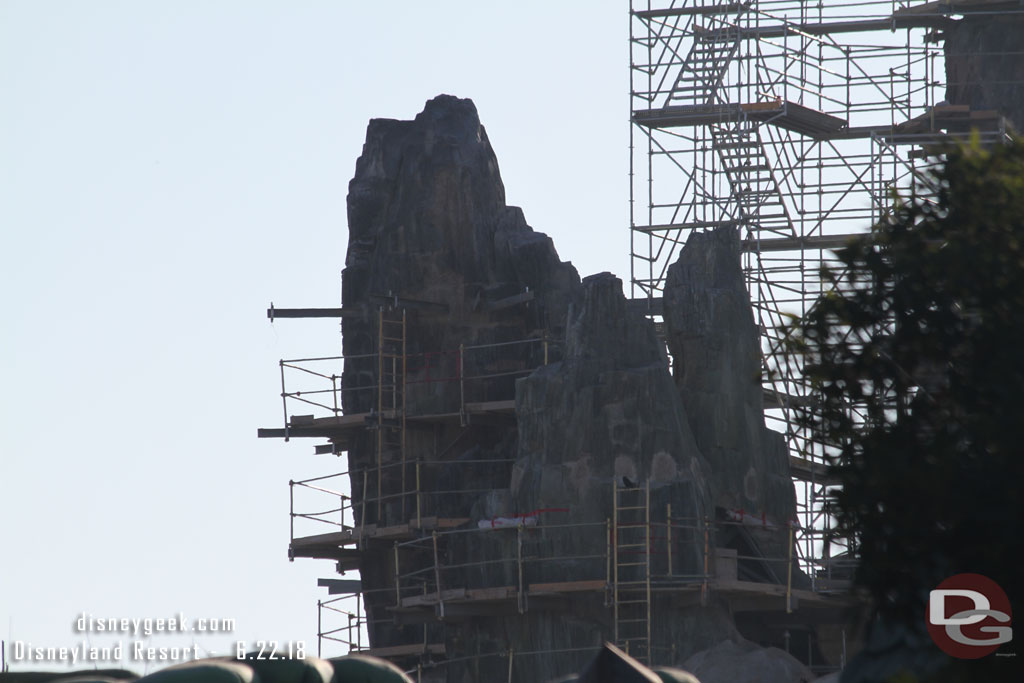 Stopped by Toon Town to get a different view of the rock work.  Here you can see where several toothpicks that supported the scaffolding have been removed and the holes are being patched.