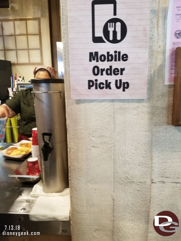 Cold water available at Smokejumpers grill.  This made it a little more challenging to pick up your mobile order.   Also noteworthy cast members said they were having ice issues and were very reluctant to give out cups of ice (even with orders).