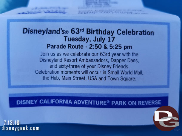 Tuesday Disneyland turns 63 and there will be a couple of character celebrations.