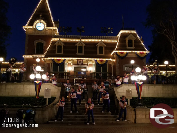 The All-American College Band performing in Town Square.