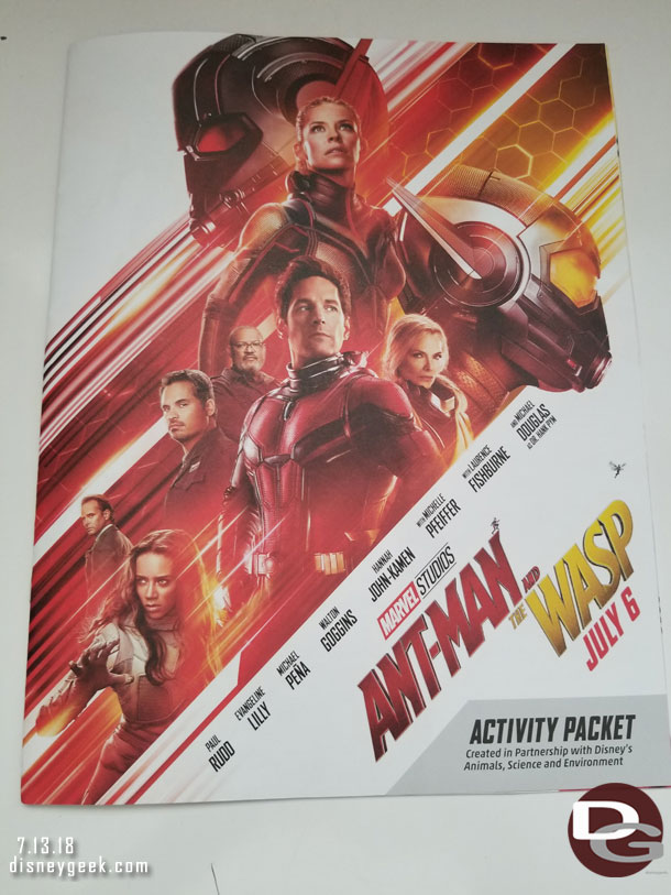 Also they gave us an Ant-Man and the Wasp Activity book.