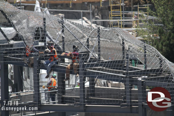 A team working on the wire mesh for the formations.