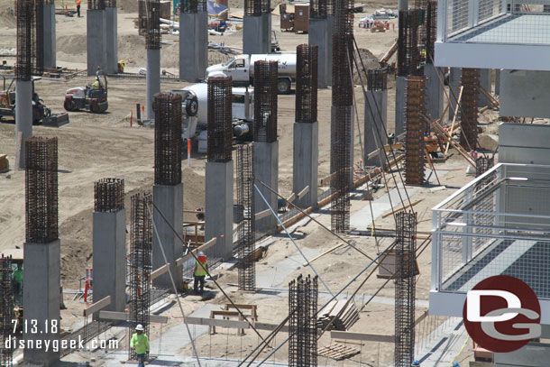 A closer look.  The columns on the left are the edge of the garage.  The smaller ones on the right will be to support the ramps.