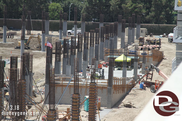 A closer look at the ramps that already started on the far side.  Concrete has been poured and guessing supports for forms will start to be installed soon.