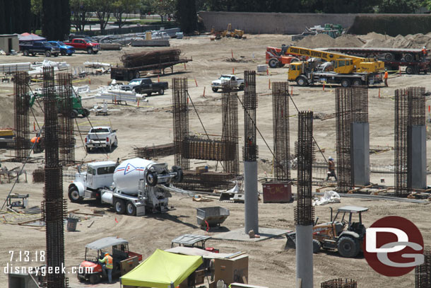 The round columns are regular support columns throughout the structure, just like Mickey and Friends.