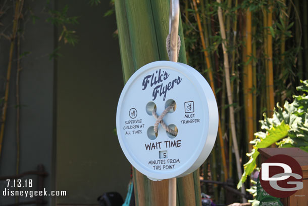 Next up Flik's Flyers.  The wait time was close.  We made it on the 2nd cycle.  