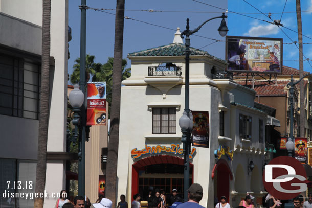 Banners for the Incredibles 2 still on Hollywood Blvd. The preview has ended though.