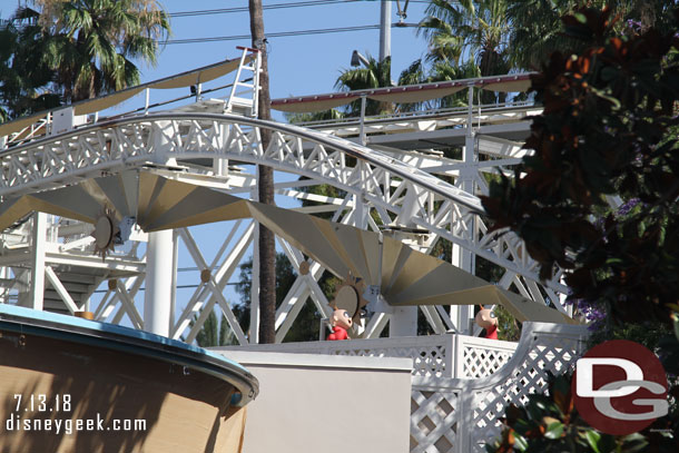 From the walkway you can spot a couple of the Jack-Jack's on a stick for the Incredicoaster.