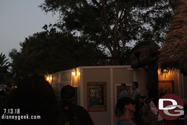 The wall near the Tiki Room after dark.