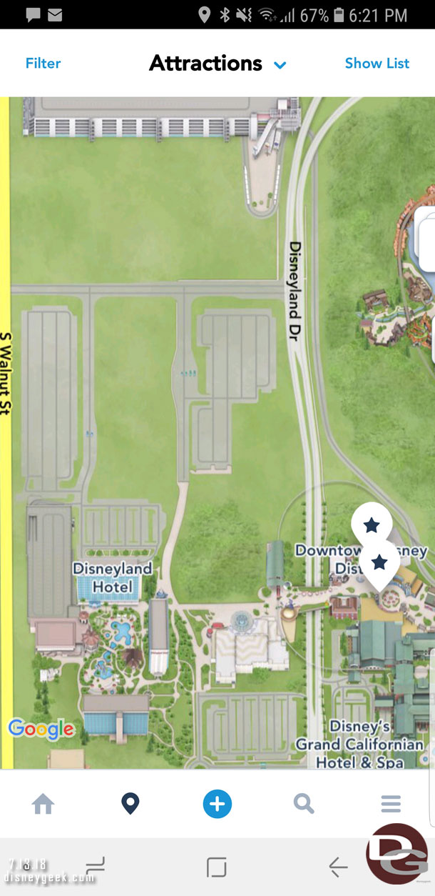 The Disneyland App cleared the closed establishments, replacing them with trees a couple of weeks ago.