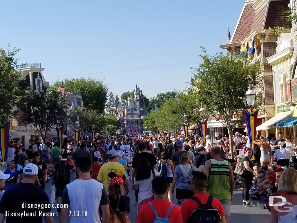 Main Street USA at 5:20pm, 40 minutes before the Pixar Play Parade.