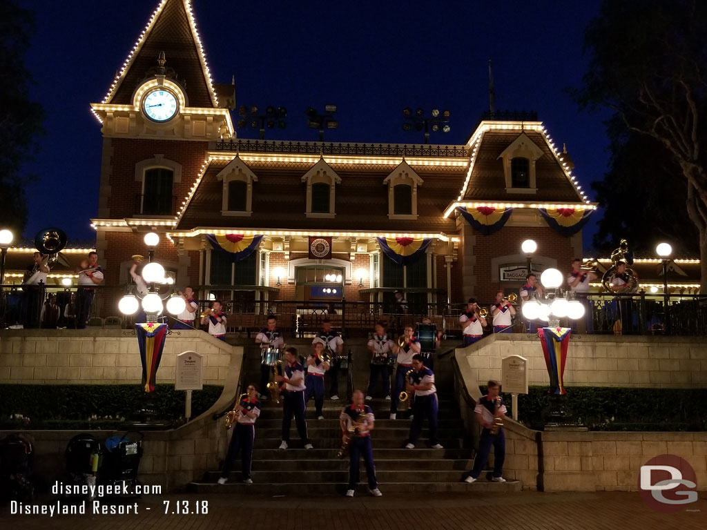 The All-American College Band performing in Town Square.