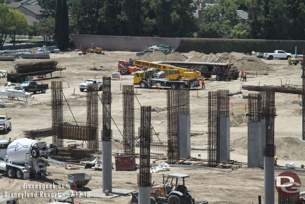 Out in the middle of the site more columns rising up.  Looks like the drilling has concluded.  Noticed the double row of rectangular columns. That will be where two sections of the garage meet.