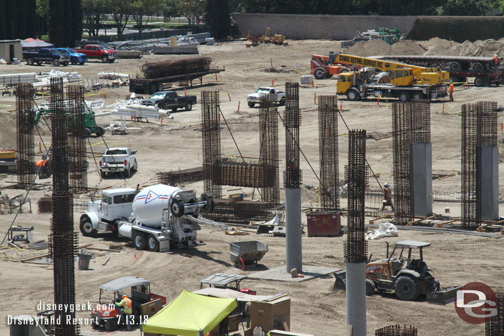 The round columns are regular support columns throughout the structure, just like Mickey and Friends.