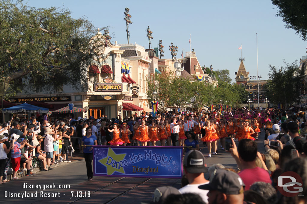 On Main Street Dance the Magic is performing before the Pixar Play Parade.