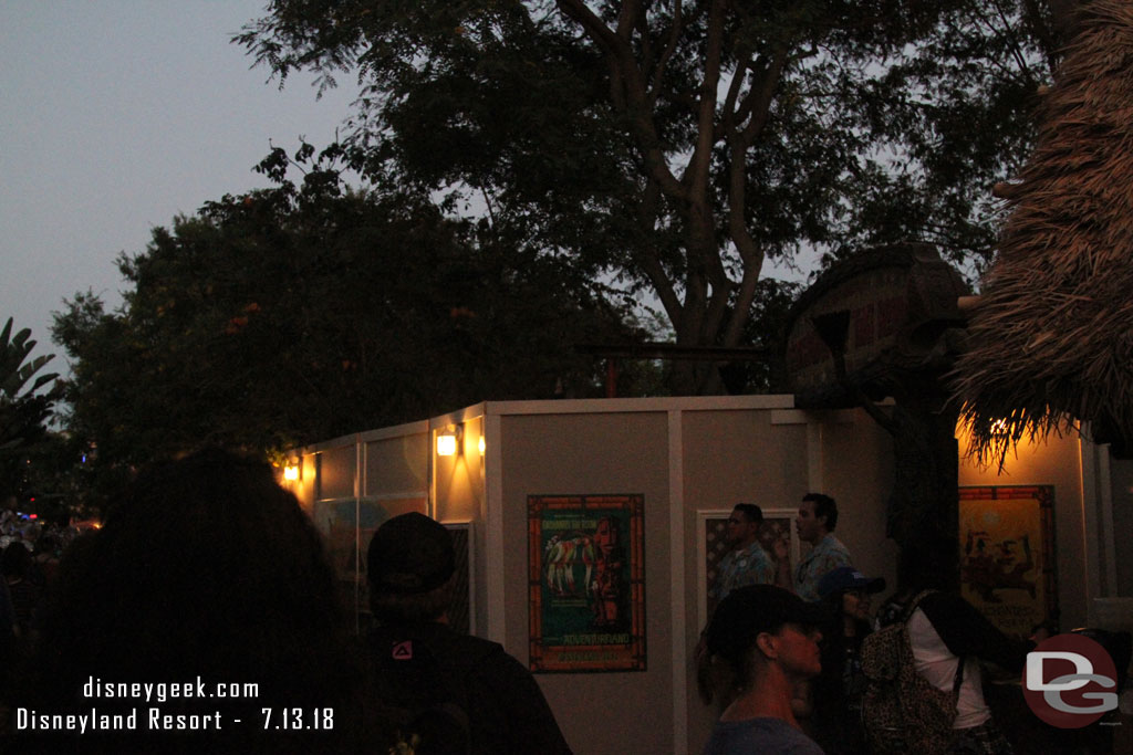 The wall near the Tiki Room after dark.