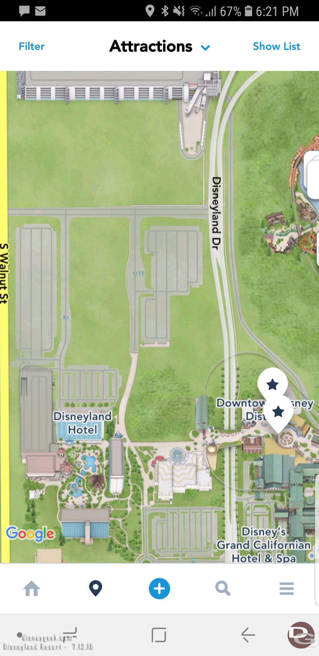 The Disneyland App cleared the closed establishments, replacing them with trees a couple of weeks ago.