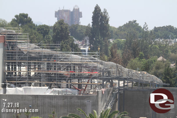 Scaffolding is up and looks like the wire mesh for this rock wall is now installed. 