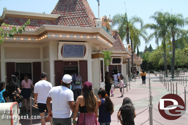 No lines at the ticket booths this afternoon but a fair number of guests at windows.