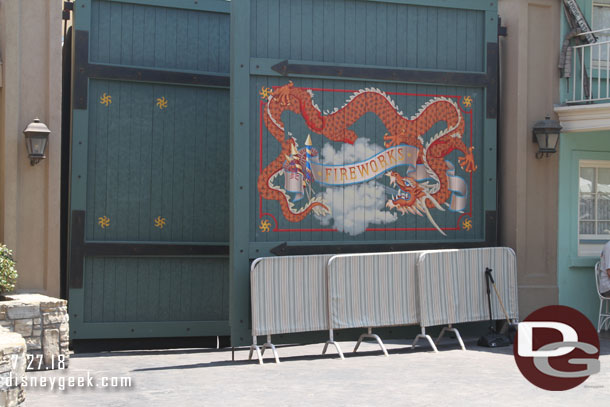 Work on the fireworks sign continues.  This project has been going on for over a month now as they are recreating the hand painted artwork.