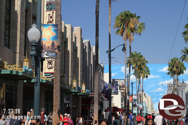 Hollywood Blvd Banners have been replaced and now feature Pixar Short films.