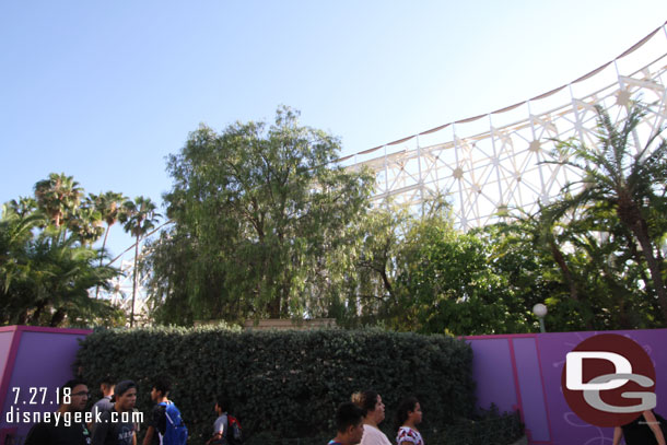 No visible signs of work where the future attraction will go.