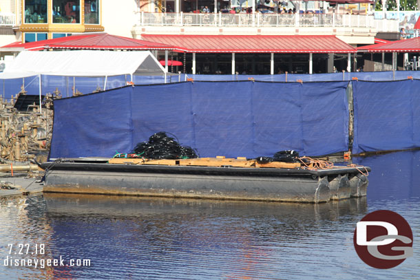 Supplies waiting to be installed on the World of Color platforms.