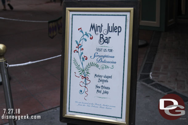 A change at the Mint Julep Bar.  Two kiosks added to take orders then you pick up at the window.