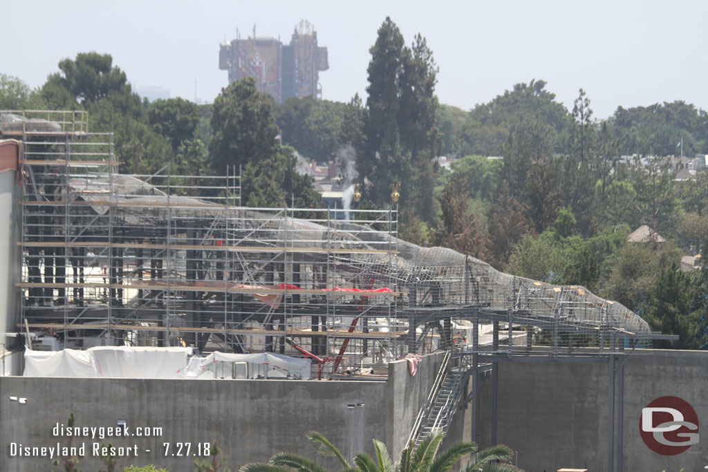 Scaffolding is up and looks like the wire mesh for this rock wall is now installed. 