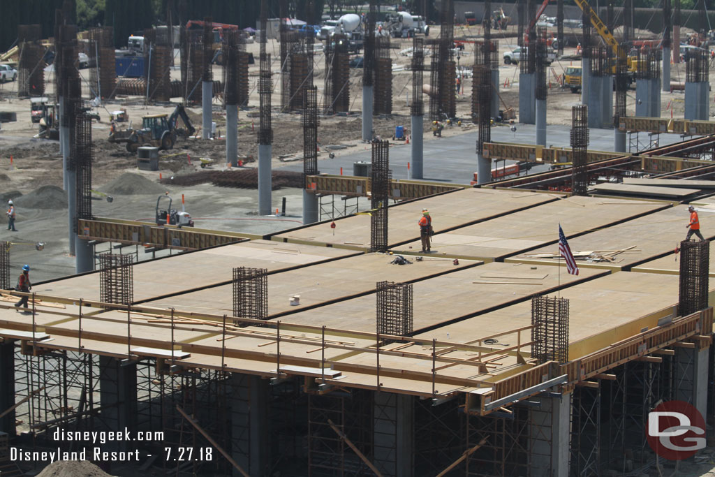 Nearest the existing structure decking to support and form the second floor is being set up.