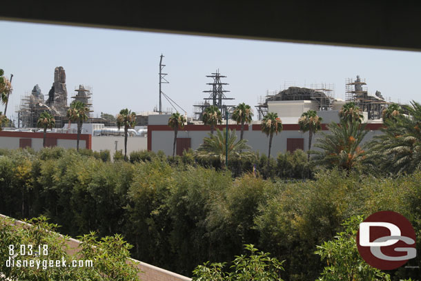 A look at the Star Wars project from the 4th floor of the Mickey and Friends parking structure.