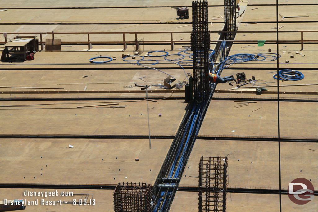 The support structure for the 2nd floor is taking shape as rebar and other materials are being installed in the wood decking/framing.